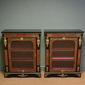 Fine Quality Victorian Walnut Antique Pier Cabinet 15 Pair Of Decorative Victorian Boulle Glazed Pier Cabinets
