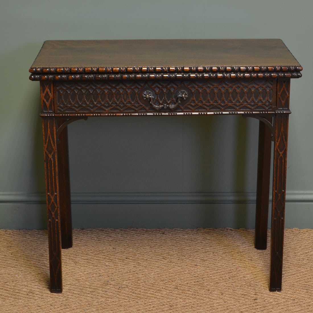 Unusual Georgian Mahogany Chippendale Design Antique Side / Tea Table