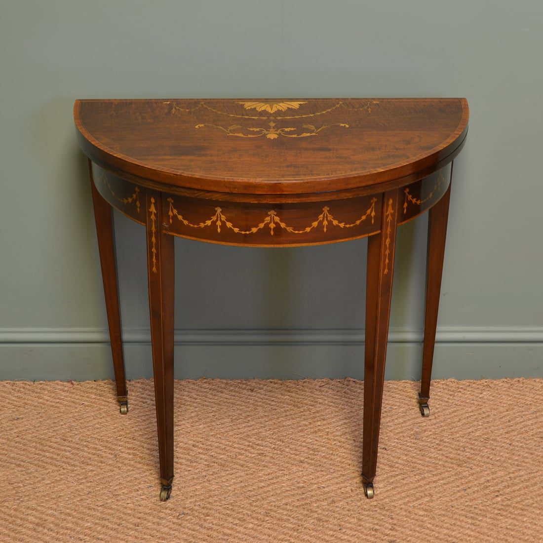 Edwardian Mahogany D Shaped Antique Side Table