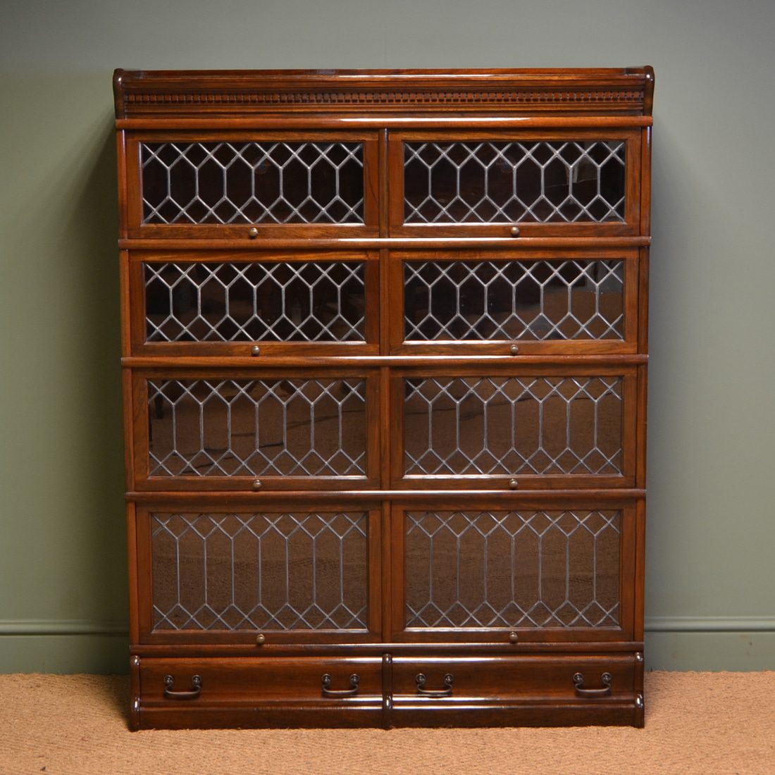 Spectacular Edwardian Antique Globe Wernicke Double Antique Barristers Bookcase