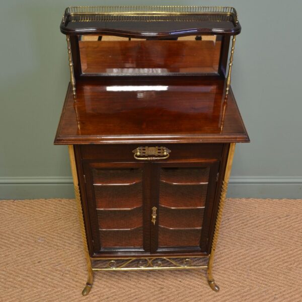 Sensational Victorian Arts And Crafts Walnut Antique Music Cabinet By S. Hall & Sons