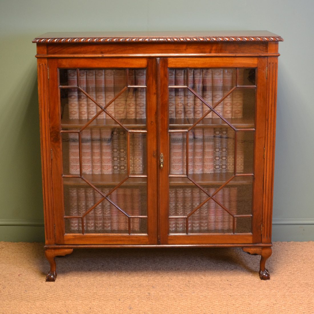 Quality Edwardian Mahogany Antique Glazed Bookcase by S&H Jewell