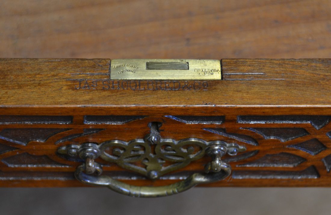 Stamp on the Desk with decorative blind fretwork carvings