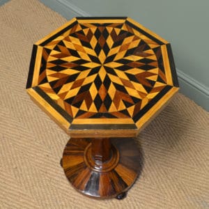 Small Amboyna Antique Victorian Occasional Table 15 Unusual Victorian Antique Specimen Occasional Table