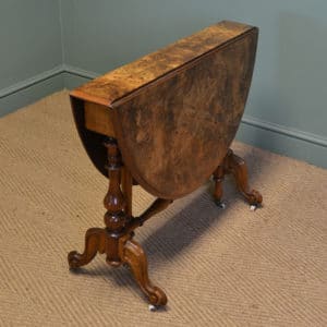 Striking Figured Burr Walnut Victorian Antique Sutherland Table 7 Striking Quality Figured Large Walnut Antique Sutherland Table