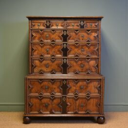 Unusual 17th Century Walnut Antique Chest On Chest