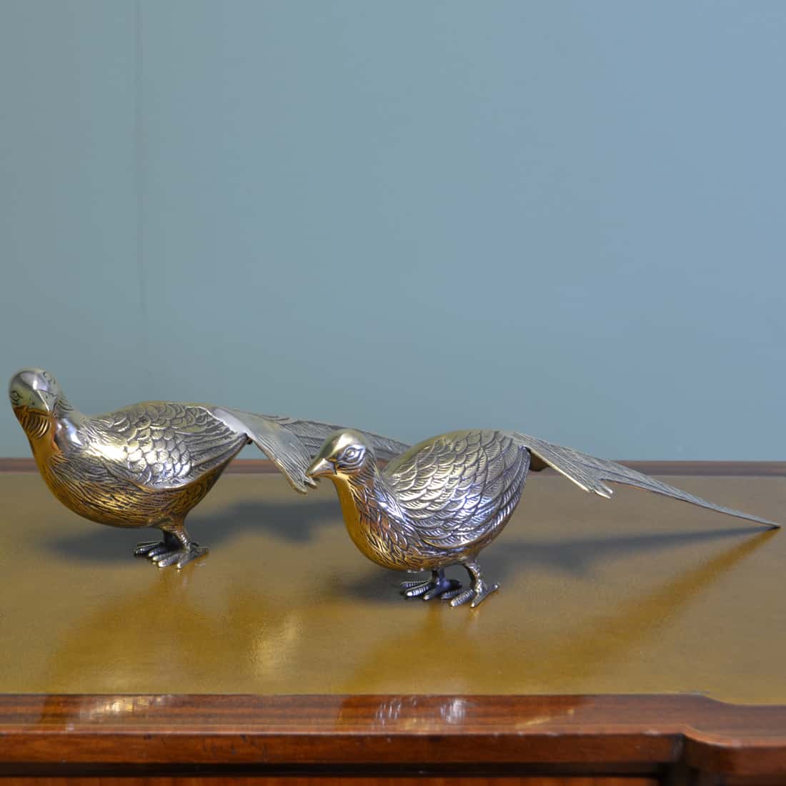 Pair of Vintage Stunning Brass Pheasant Figurines.