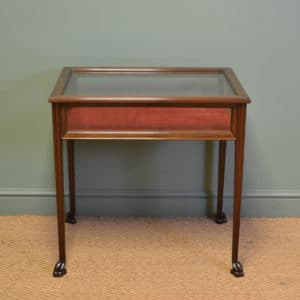 Elegant Mahogany Glazed Antique Bijouterie Table 14 Edwardian Walnut Antique Bijouterie Table