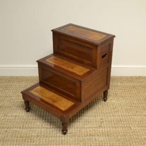 Stunning Victorian Mahogany Antique Library Steps / Bed Steps 10 Antique Library Steps by Lodge & Co