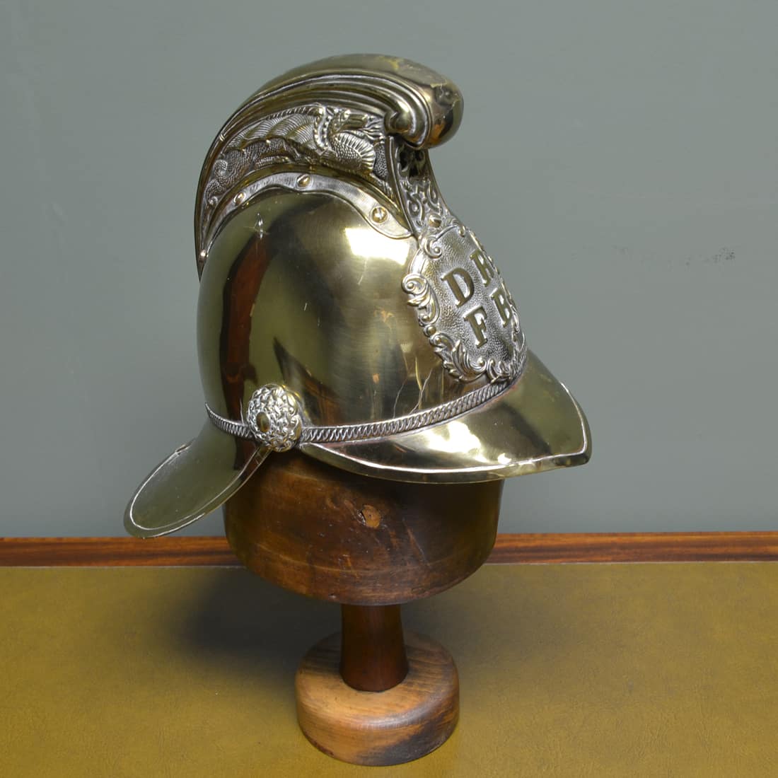 Original 19th Century Brass Decorative Antique Brass Fireman’s Helmet