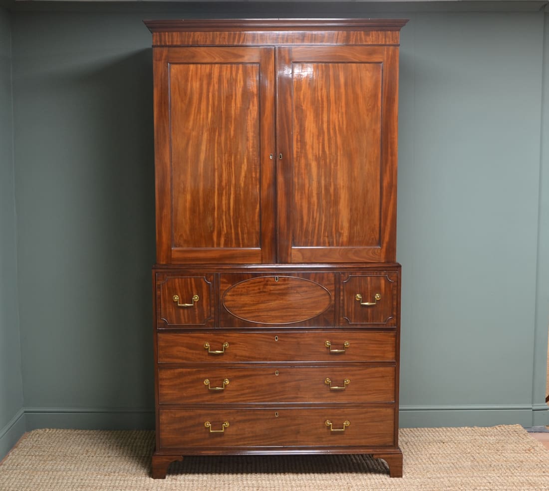 Quality Georgian Gillows Mahogany Antique Secretaire Press Cupboard