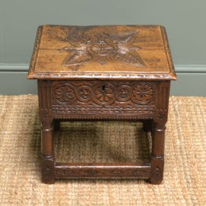 17th Century Oak Antique Box Stool / Side Table