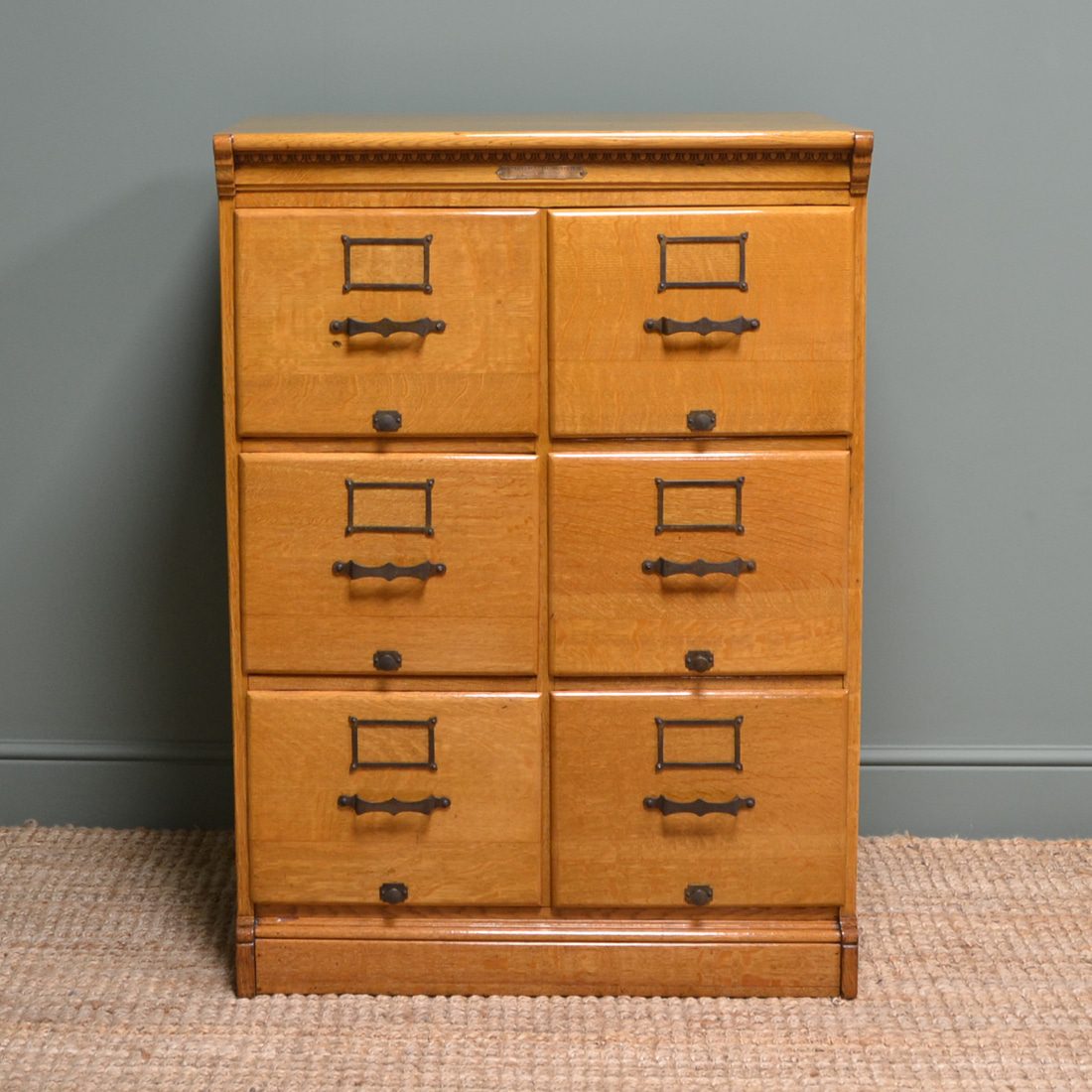 Rare Maple & Co Golden Oak Antique Filing Cabinet