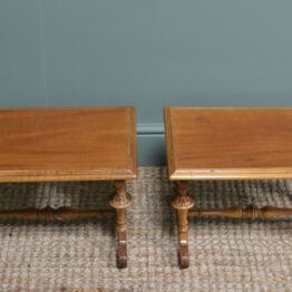Unusual Pair of Small Victorian Walnut Antique Coffee Tables