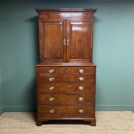 18th Century Oak Country House Antique Secretaire Cupboard