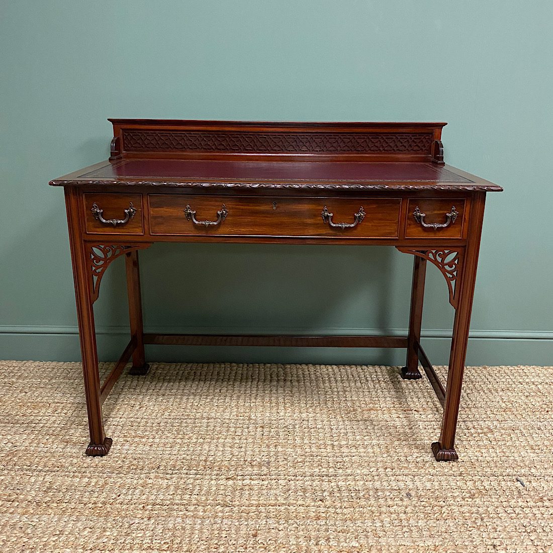 Spectacular Shapland & Petter Chinese Chippendale Antique Writing Desk