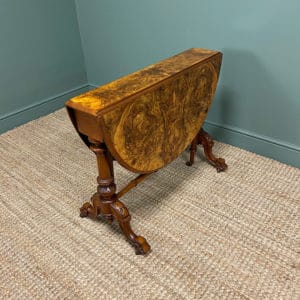 Striking Figured Burr Walnut Victorian Antique Sutherland Table 9 Antique Sutherland Table