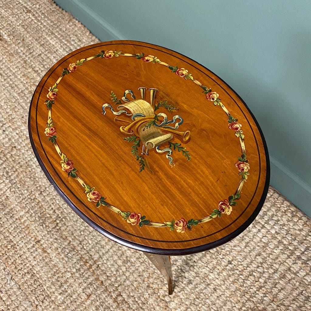Unusual, Satinwood and Painted Antique Occasional Table