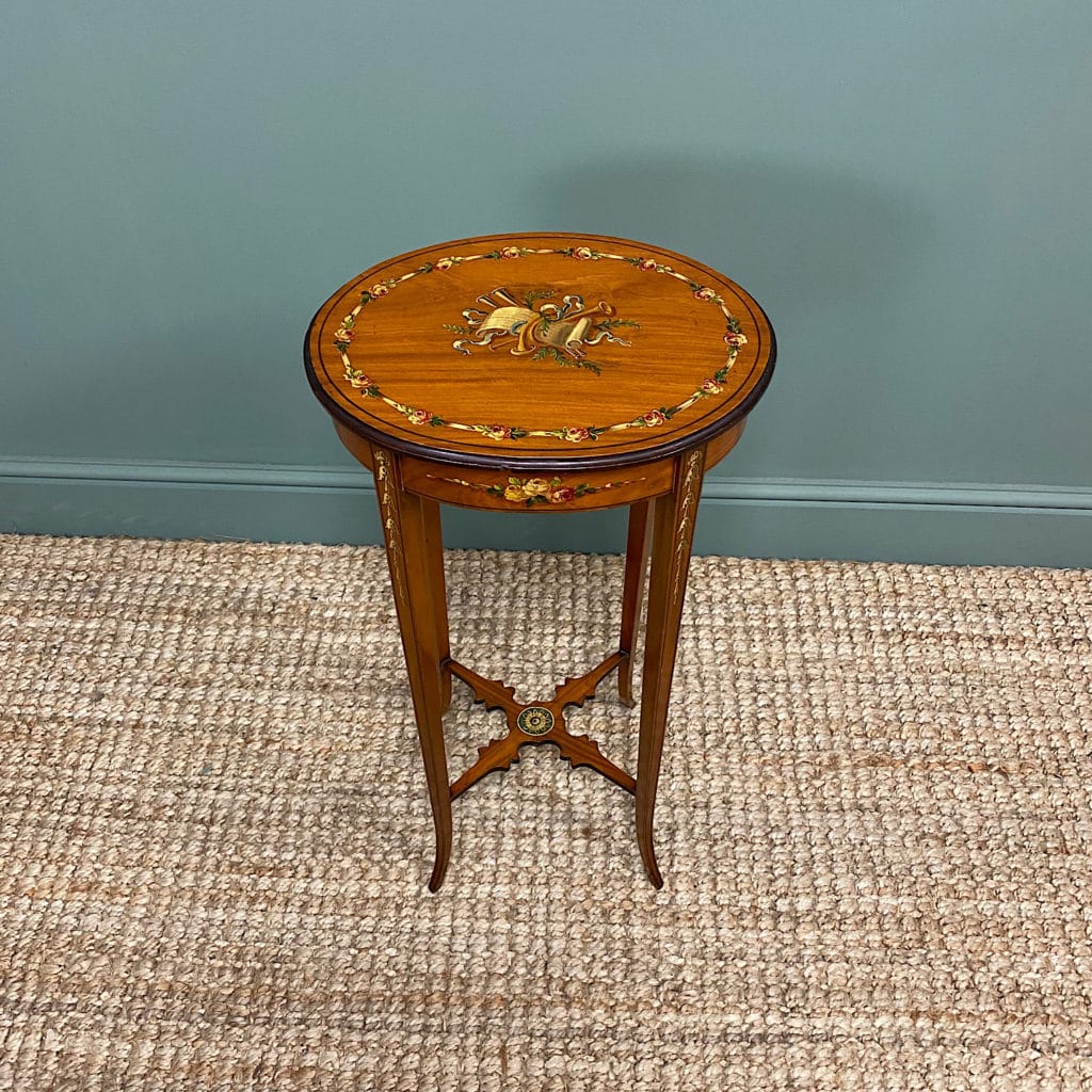 Unusual, Satinwood and Painted Antique Occasional Table