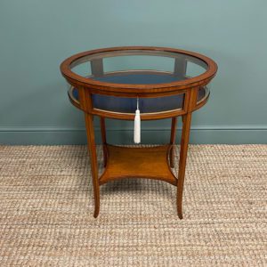 Elegant Mahogany Glazed Antique Bijouterie Table 15 Victorian Satinwood Bijouterie Jewellery Table