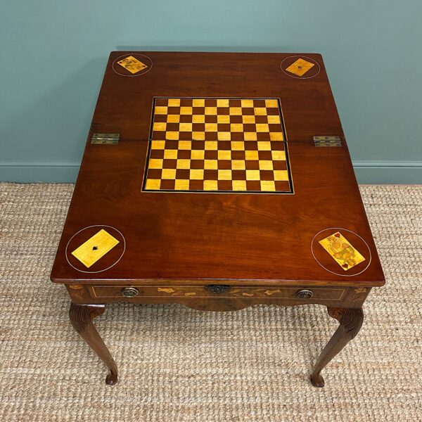 Rare 18th Century Dutch Marquetry inlaid Antique Games Table.