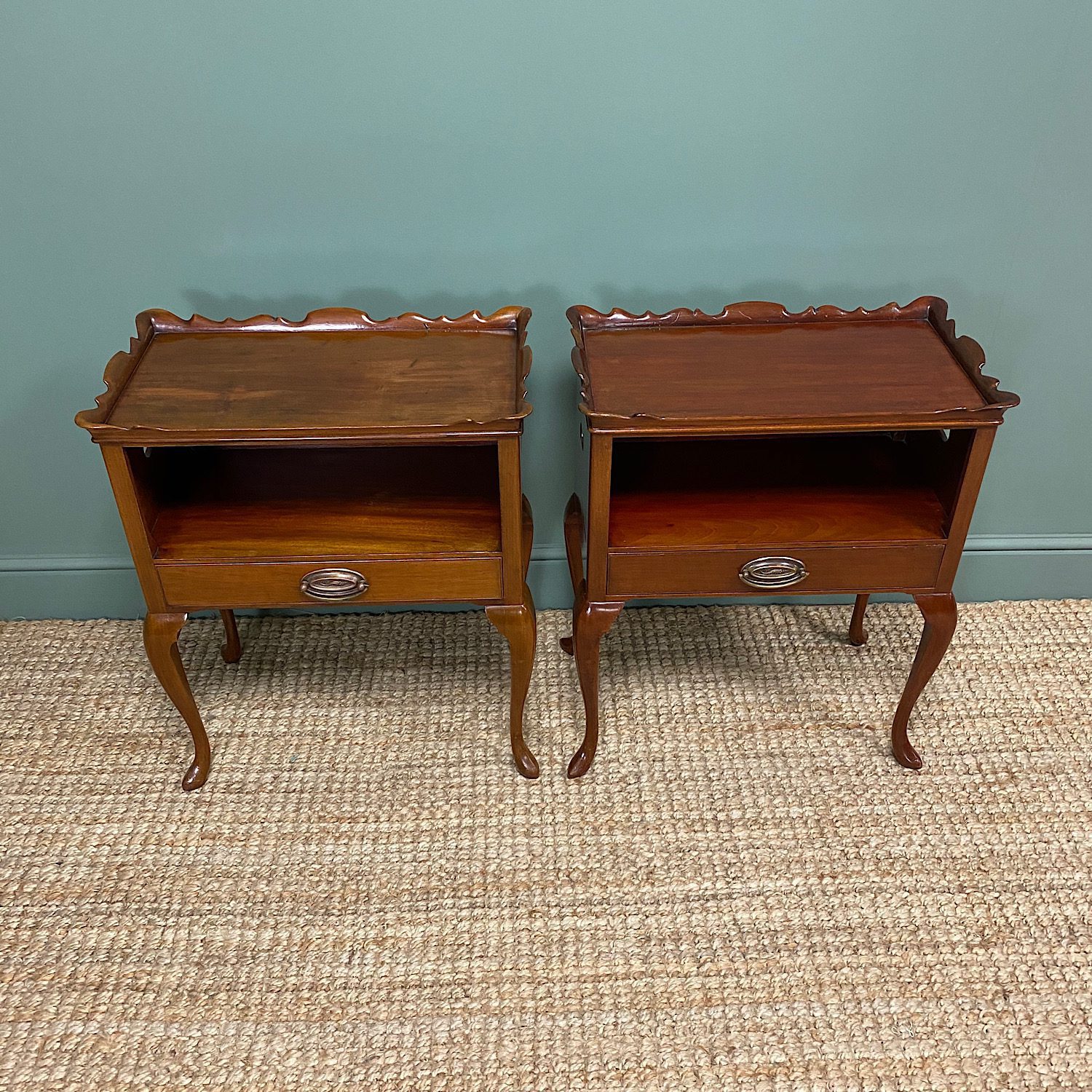 Pair of Edwardian Mahogany Antique Bedside Tables / Cabinets by Morison & Co