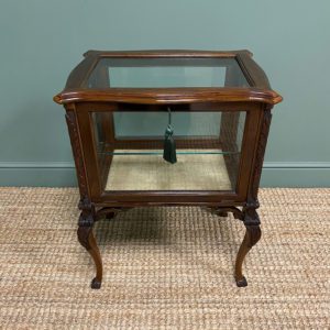 Elegant Mahogany Glazed Antique Bijouterie Table 17 Victorian Antique Vitrine Display Cabinet