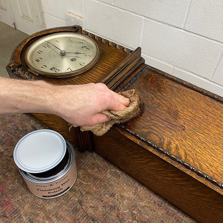 apply finishing wax to your clock