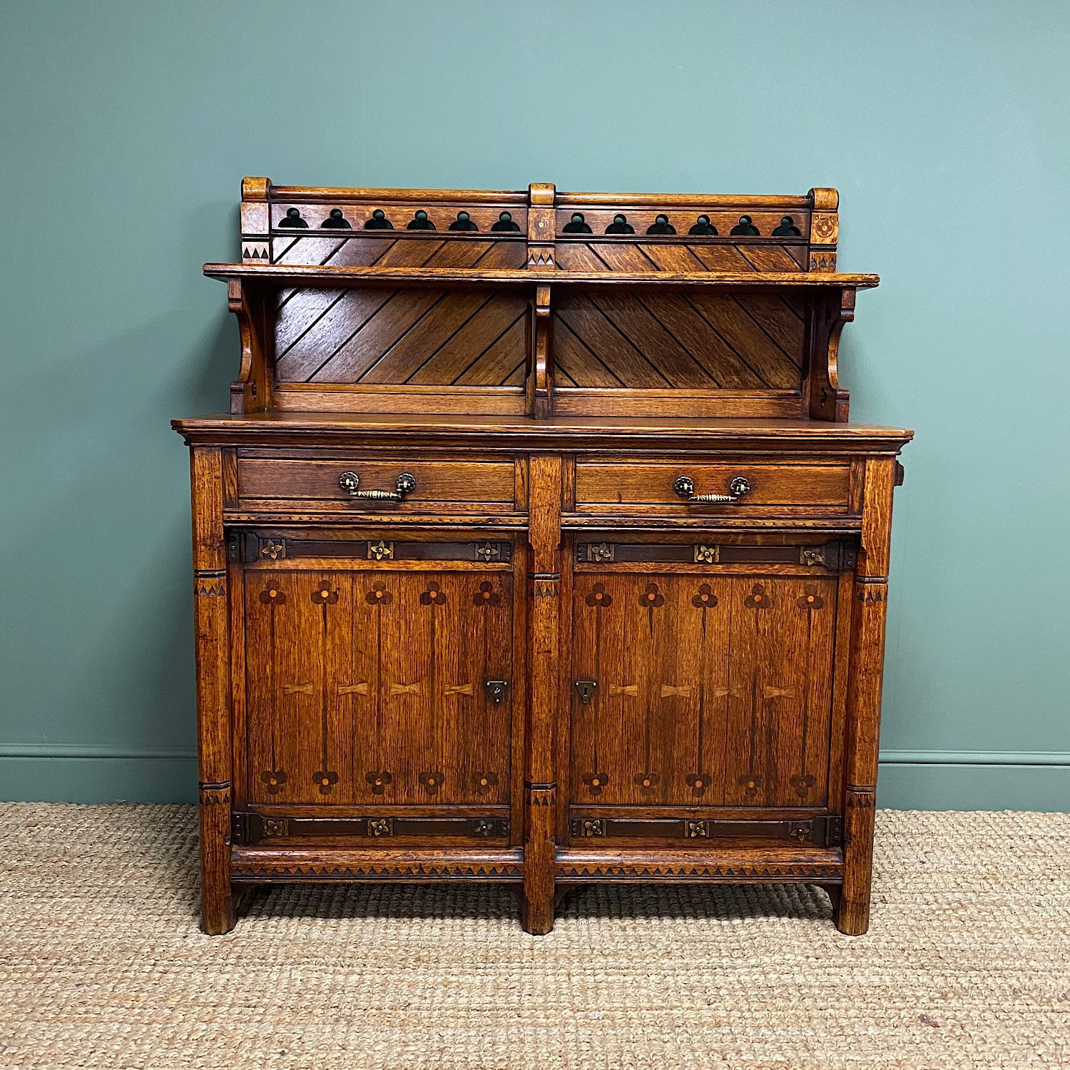 Victorian Holland and Sons Antique Oak Sideboard