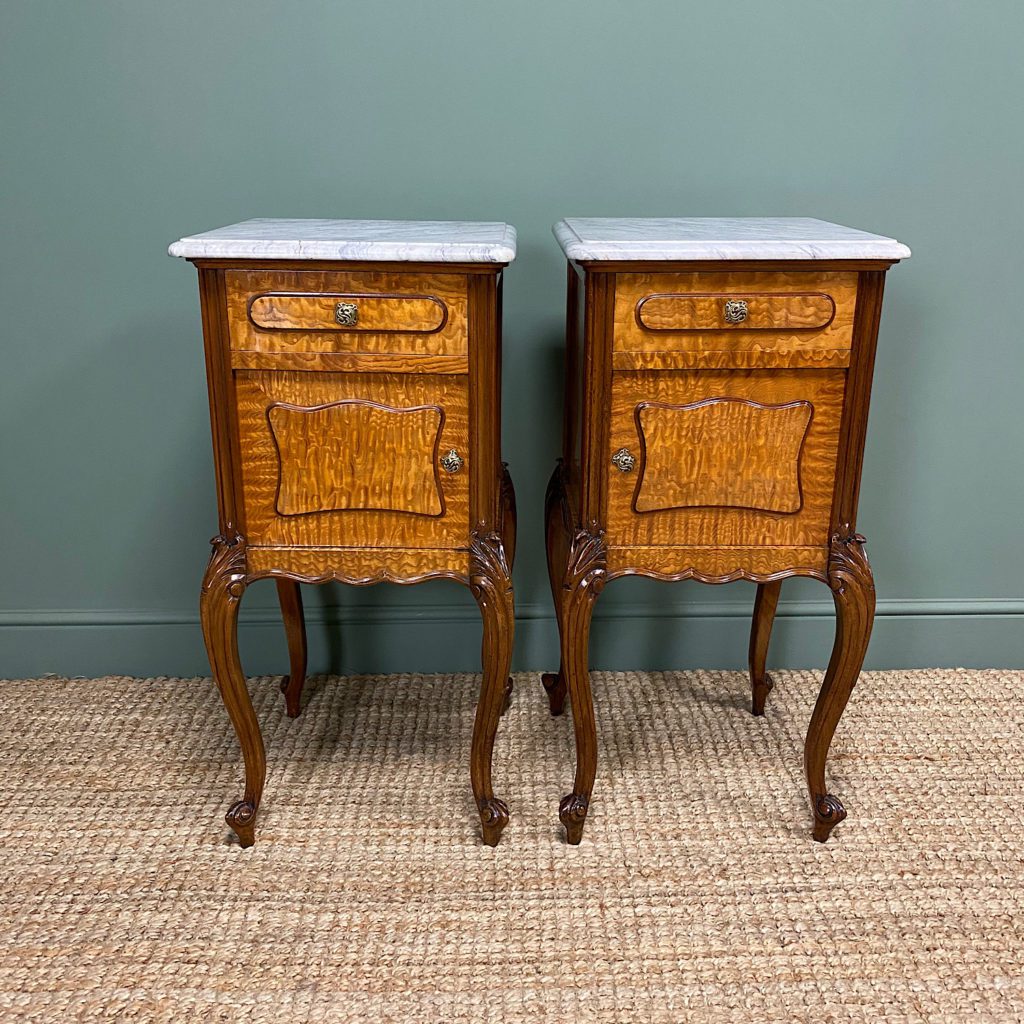 Pair of Hungarian Ash Antique Bedside Cabinets