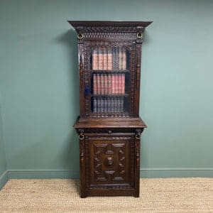 Spectacular Large Victorian Antique Oak Bookcase 17 Victorian Carved Oak Antique Bookcase
