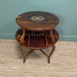 Unusual Victorian Rosewood Antique Revolving Book Table