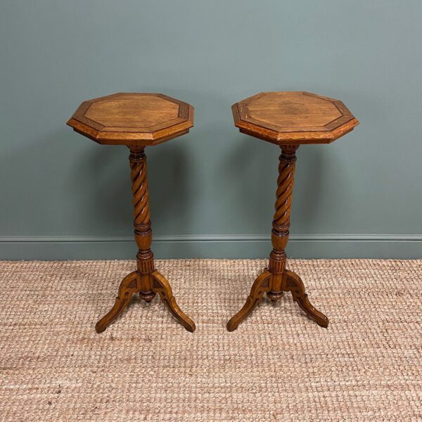 Unusual Pair of Victorian Oak Antique Tables
