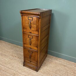 Unusual Edwardian Oak Antique Filing Cabinet