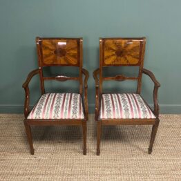 Outstanding Quality Pair of Edwardian Inlaid Antique Chairs