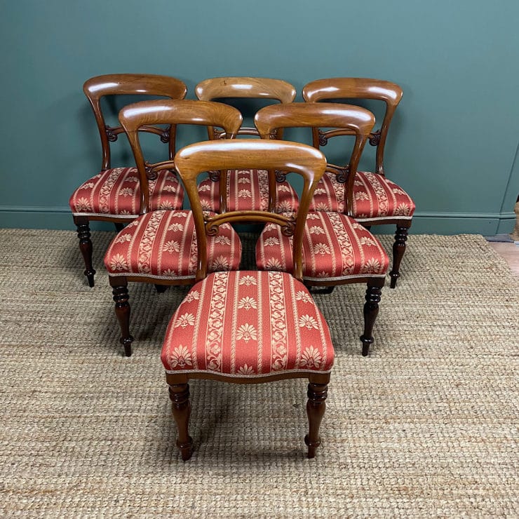 Stunning Set of 6 Antique Edwardian Dining Chairs - Antiques World