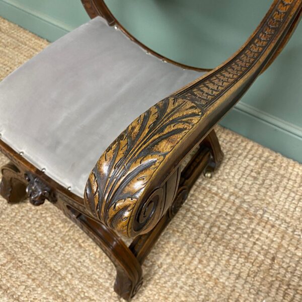 Spectacular Victorian Oak Antique Armchair