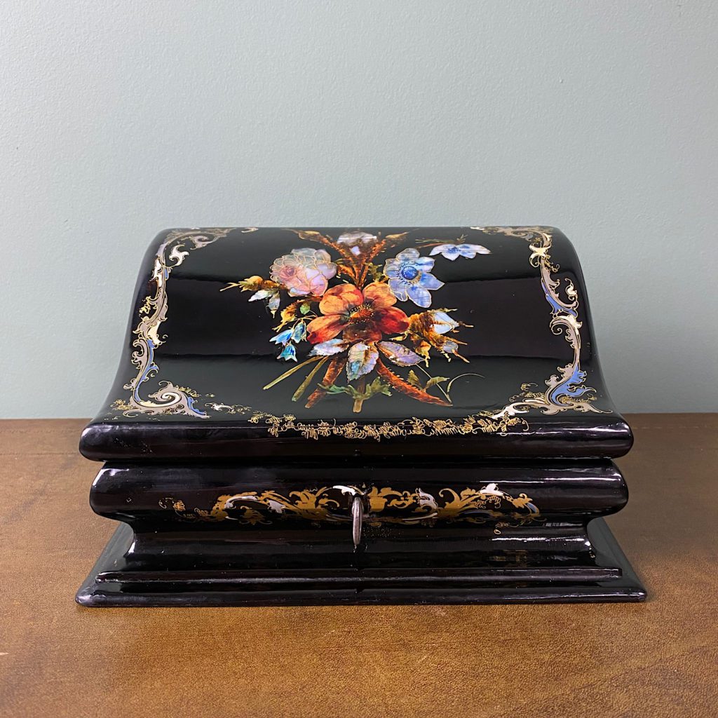 Spectacular Inlaid Victorian Antique Stationary Box