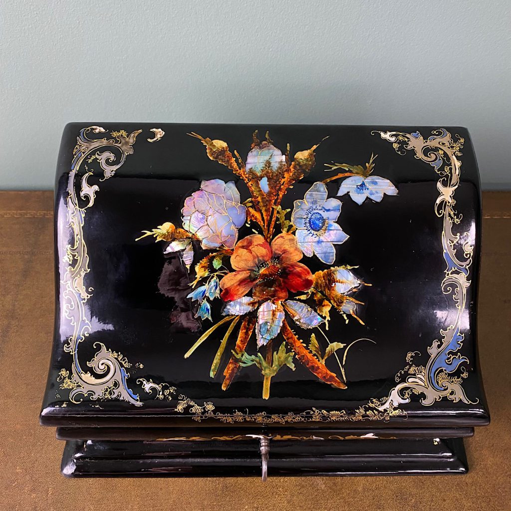 Spectacular Inlaid Victorian Antique Stationary Box