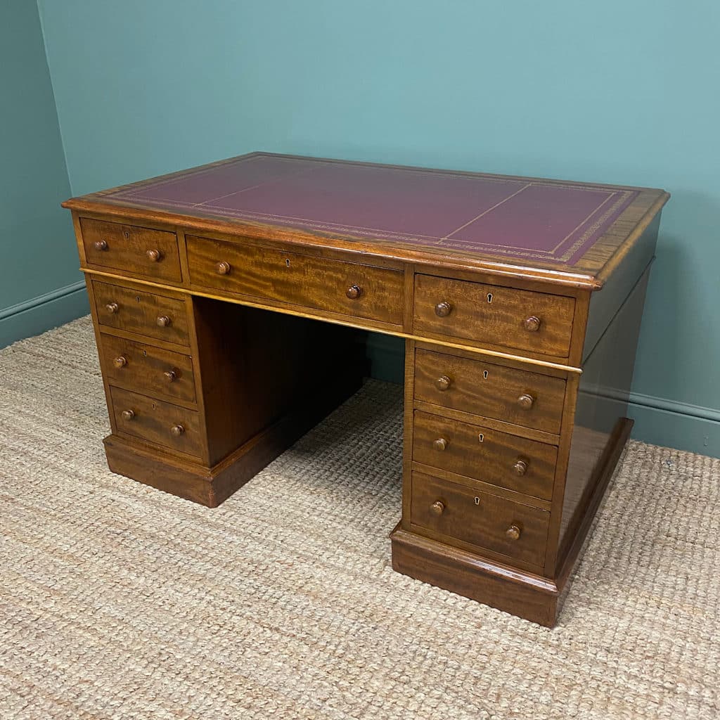 Quality Victorian Mahogany Antique Pedestal Desk - Antiques World