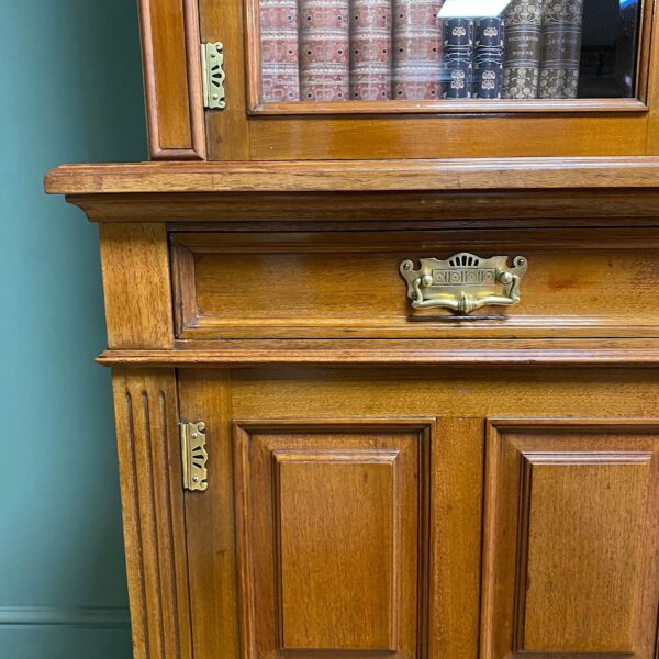 Quality Victorian Walnut Antique Glazed Bookcase on Cupboard
