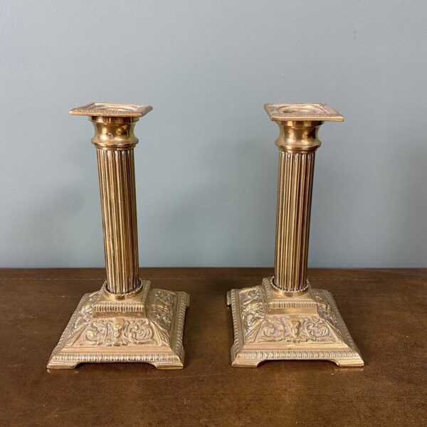 Decorative Pair of Brass Antique Candle Sticks