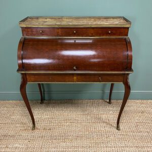 Fine Quality Mahogany Antique Edwardian Desk 13 French Marble Topped Antique Edwardian Cylinder Bureau