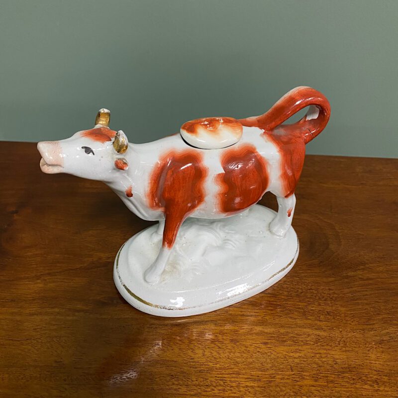 Victorian Staffordshire Pottery Cow Creamer with Lid - Antiques World