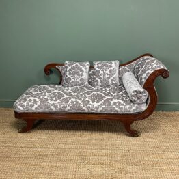 Spectacular Quality Regency Mahogany Antique Chaise Lounge