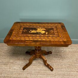 Spectacular Inlaid Walnut Antique Sorrento Table