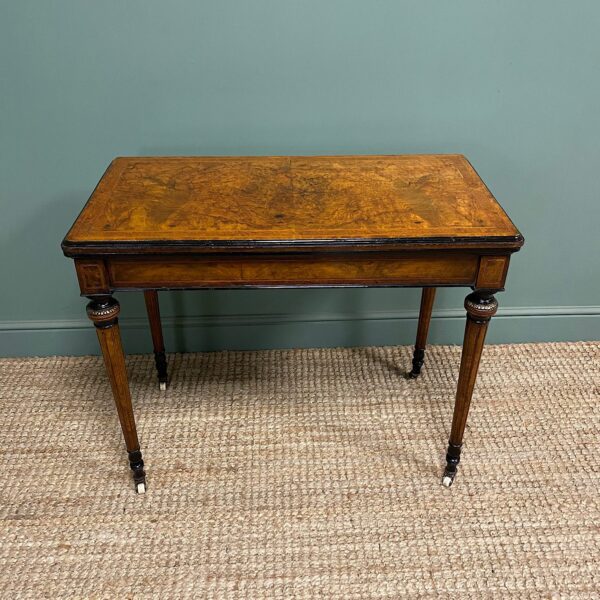 Quality Figured Walnut Victorian Antique Card Table / Games Table
