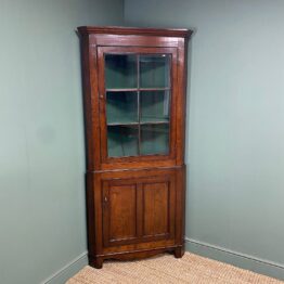 Country Oak Antique Georgian Floor Standing Corner Cupboard