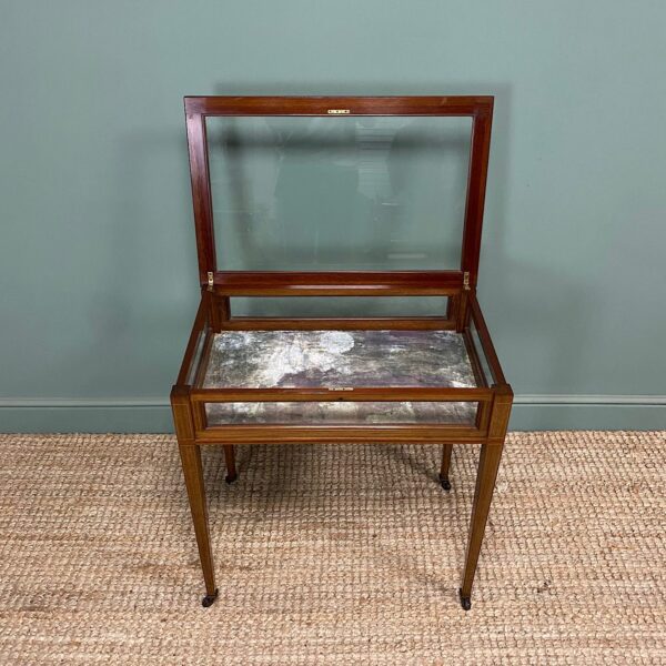 Elegant Mahogany Glazed Antique Edwardian Bijouterie Table