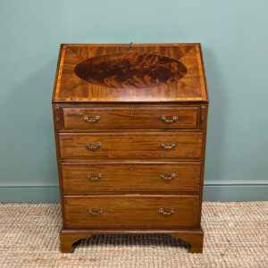 Rare Georgian Yew Wood Antique Bureau 16 Small Inlaid Mahogany Antique Edwardian Bureau